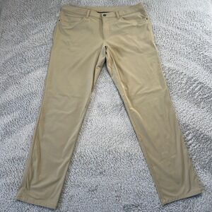 Lululemon ABC Pant Mens 36x33 Beige Classic Stretch 5 Pocket Golf Travel Casual